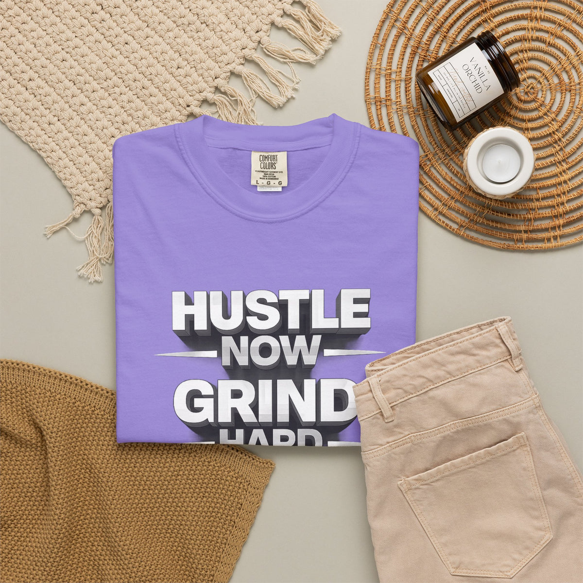 Motivational Hustle T‑Shirt — “Hustle Now, Grind Hard, Succeed Later”