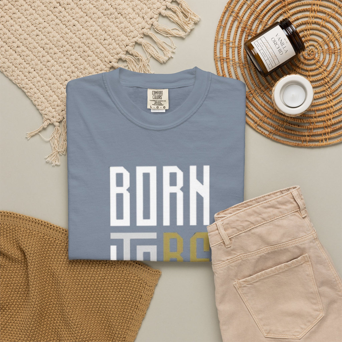 T-Shirt — "Born To Be Untile" Bold Vertical Typography Tee