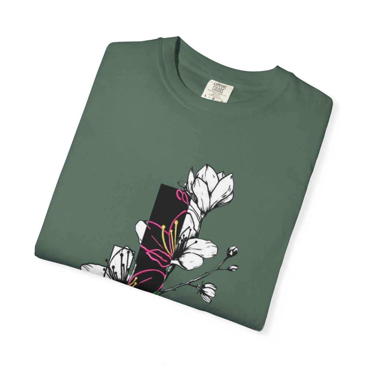 Floral Minimalist T-Shirt — Black Bar Magnolia Graphic