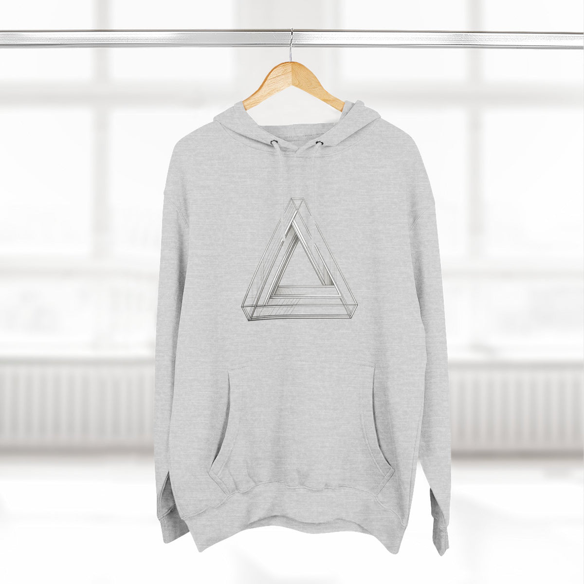 Minimal Geometric Triangle Hoodie — Three-Panel Illusion Design