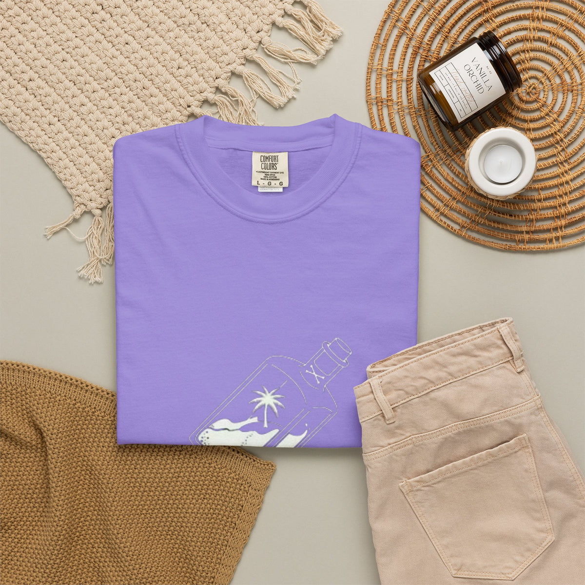 Pocket Island T‑Shirt — Minimal Bottle Isle Graphic Tee