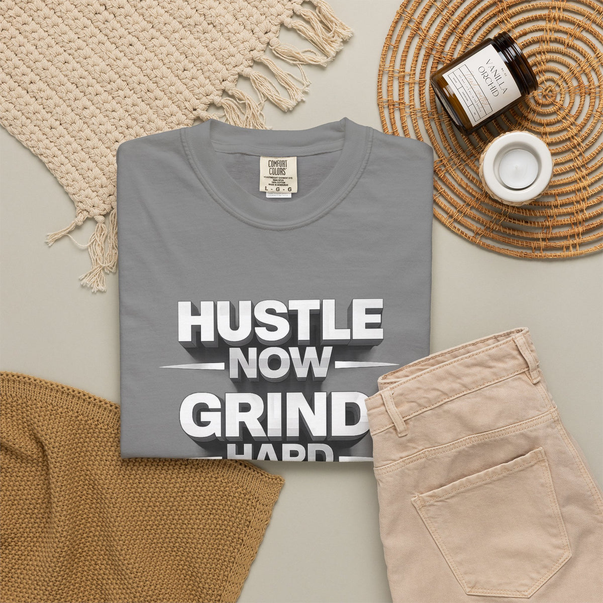 Motivational Hustle T‑Shirt — “Hustle Now, Grind Hard, Succeed Later”