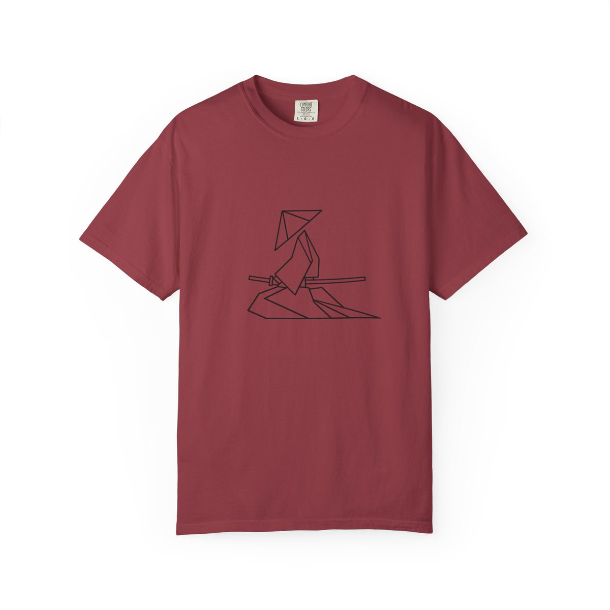 Samurai Line Art T-Shirt — Minimal Origami Swordsman Graphic Tee