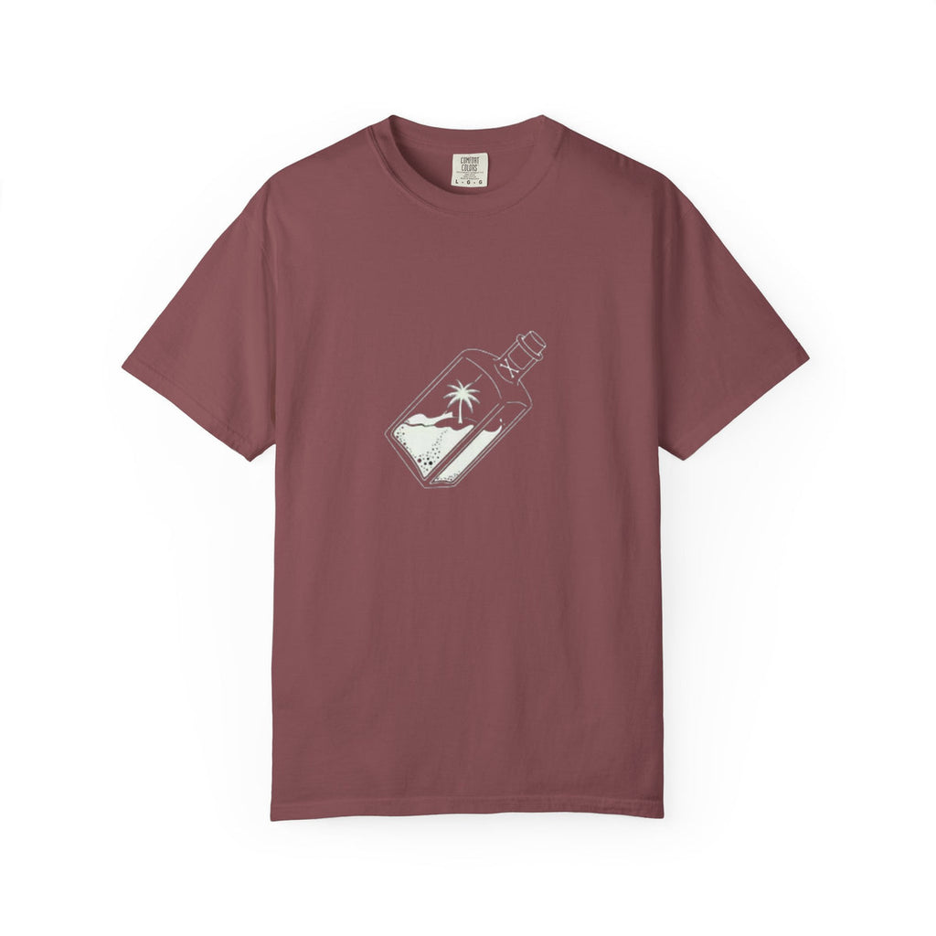 Pocket Island T‑Shirt — Minimal Bottle Isle Graphic Tee