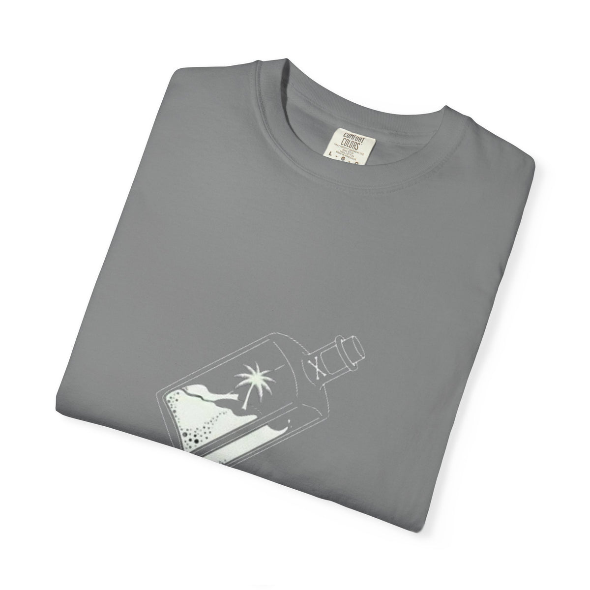 Pocket Island T‑Shirt — Minimal Bottle Isle Graphic Tee