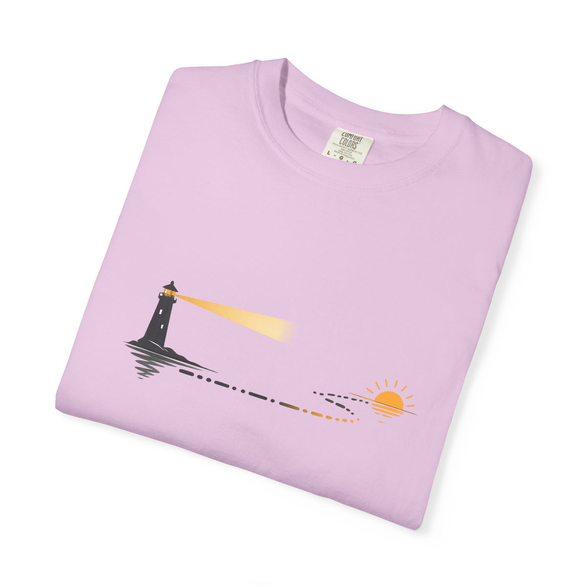 Lighthouse Sunset T-Shirt — Nautical Coastal Tee with Beacon Graphic
