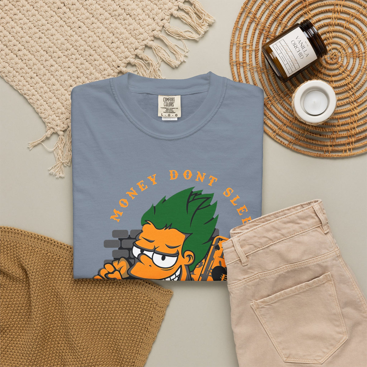 T-Shirt — 'Money Don’t Sleep' Cartoon Hustle Tee