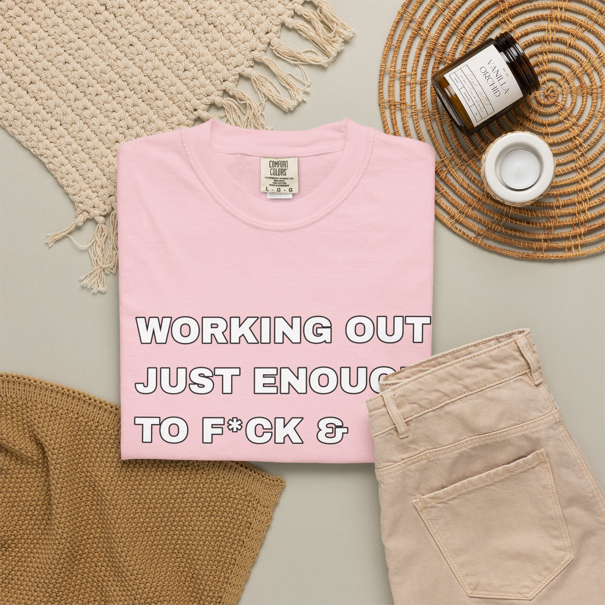 GYM T-Shirt — "Working Out Just Enough to F*ck & Fight" Motivational Sarcastic Tee