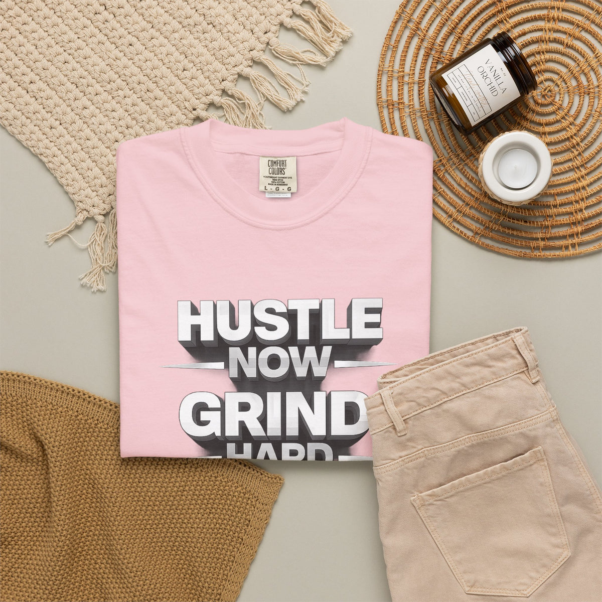 Motivational Hustle T‑Shirt — “Hustle Now, Grind Hard, Succeed Later”
