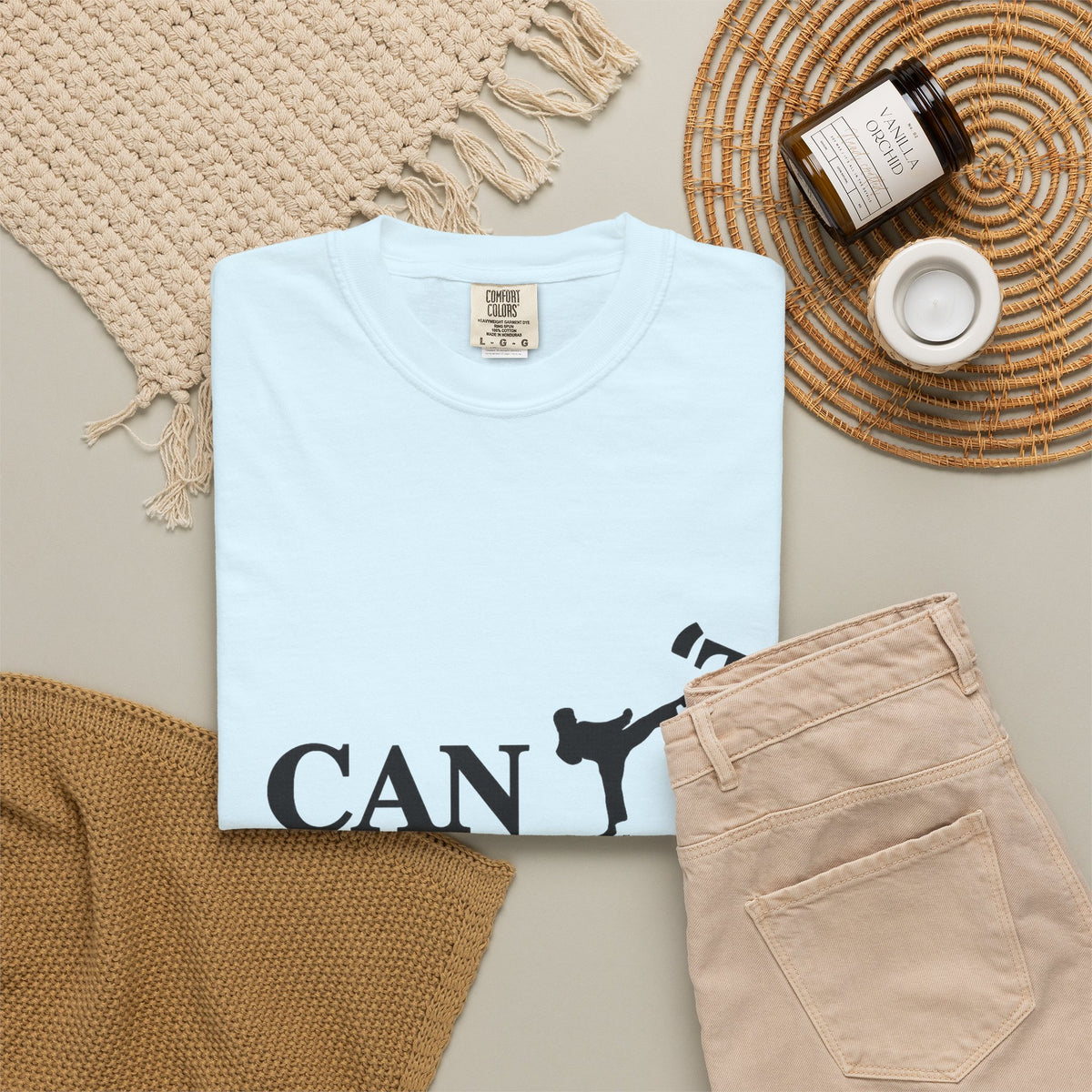 T-Shirt — 'CAN'T' Motivational Graphic Tee (Silhouette Kicking Apostrophe)