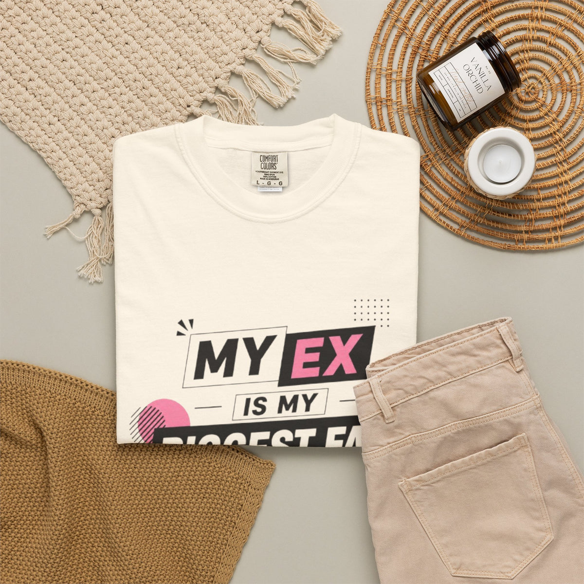Funny Graphic T-Shirt — "My Ex Is My Biggest Fan" Retro Pink & Black
