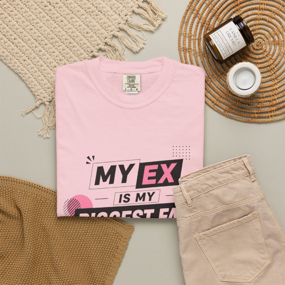 Funny Graphic T-Shirt — "My Ex Is My Biggest Fan" Retro Pink & Black