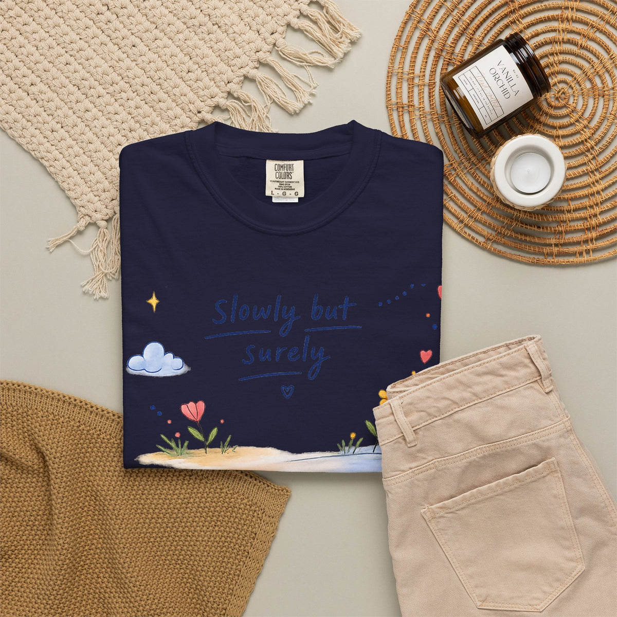 T-Shirt — "Slowly but Surely" Cute Doodle Graphic Tee