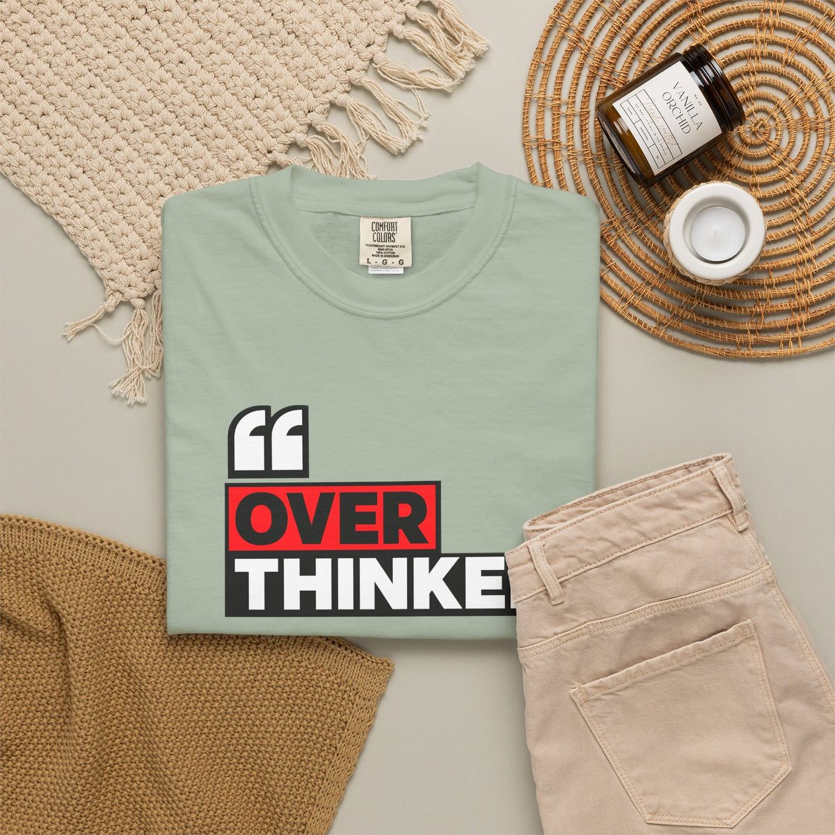 Overthinker Graphic T-Shirt — Bold Red & Black Text Tee